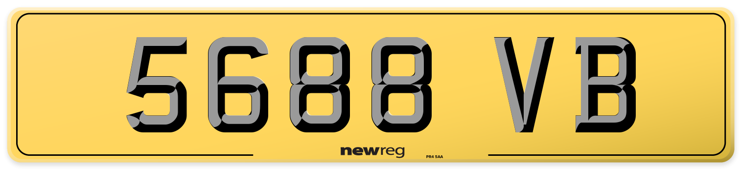 5688 VB Rear Number Plate
