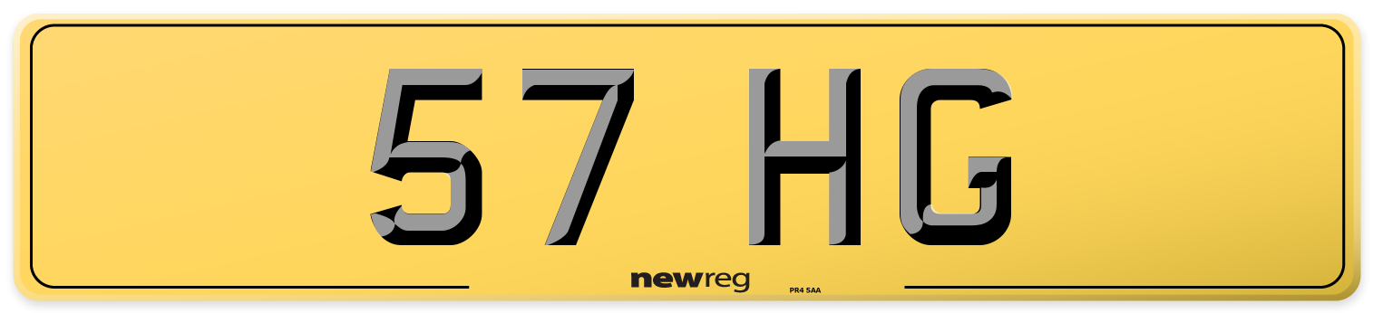 57 HG Rear Number Plate