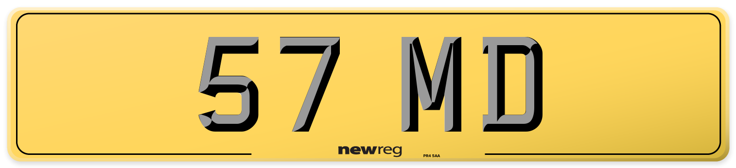 57 MD Rear Number Plate