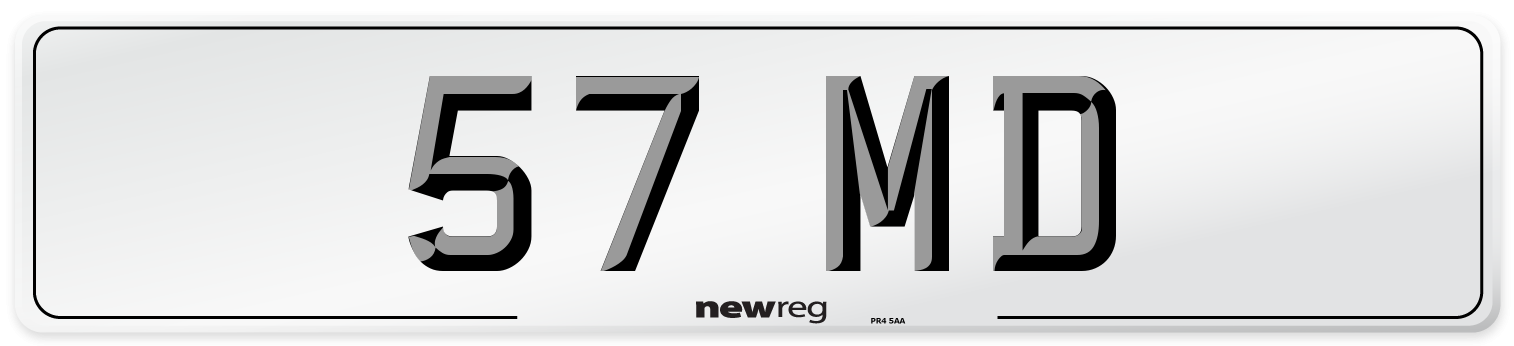 57 MD Front Number Plate