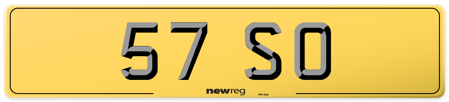 57 SO Rear Number Plate