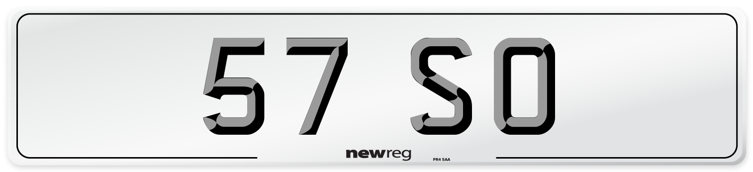 57 SO Front Number Plate