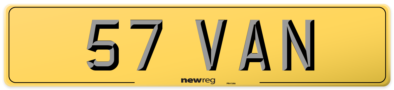 57 VAN Rear Number Plate