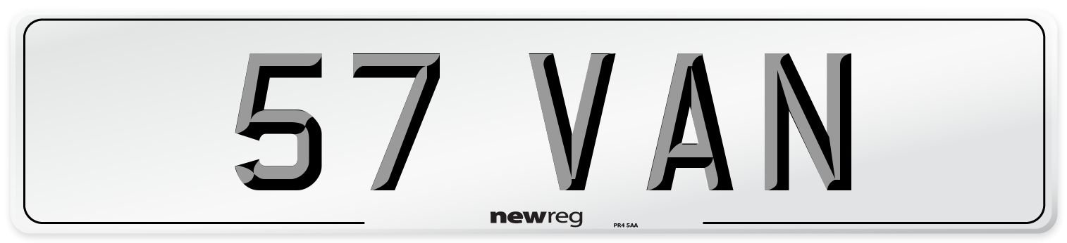 57 VAN Front Number Plate