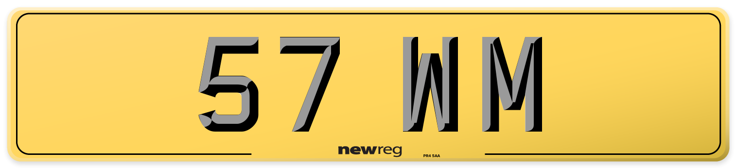 57 WM Rear Number Plate