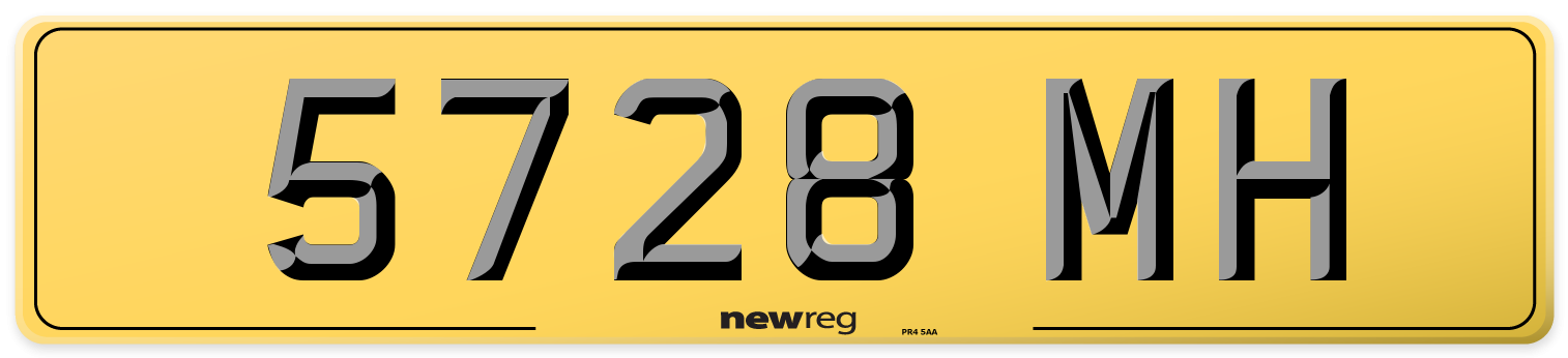 5728 MH Rear Number Plate
