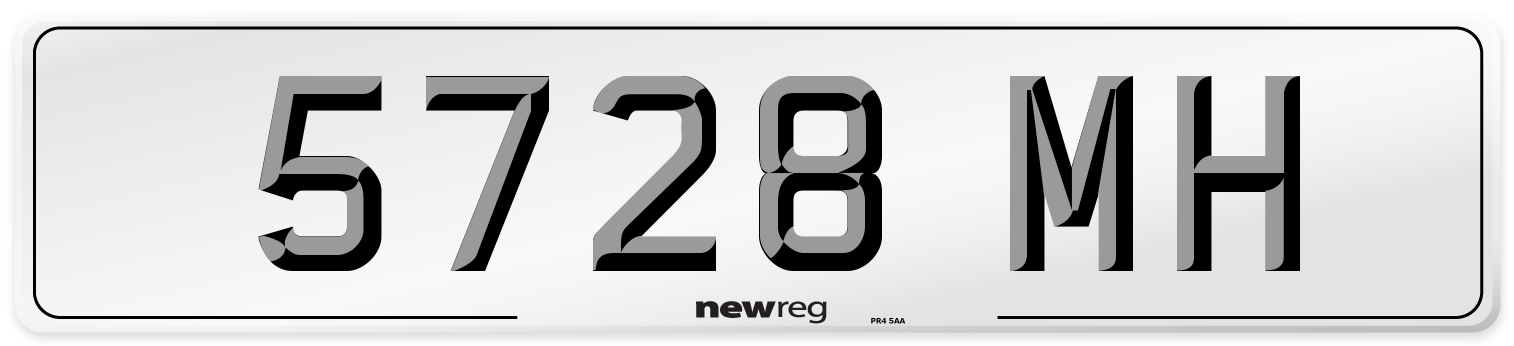 5728 MH Front Number Plate
