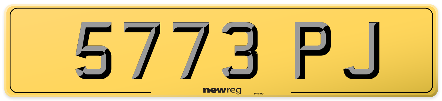 5773 PJ Rear Number Plate