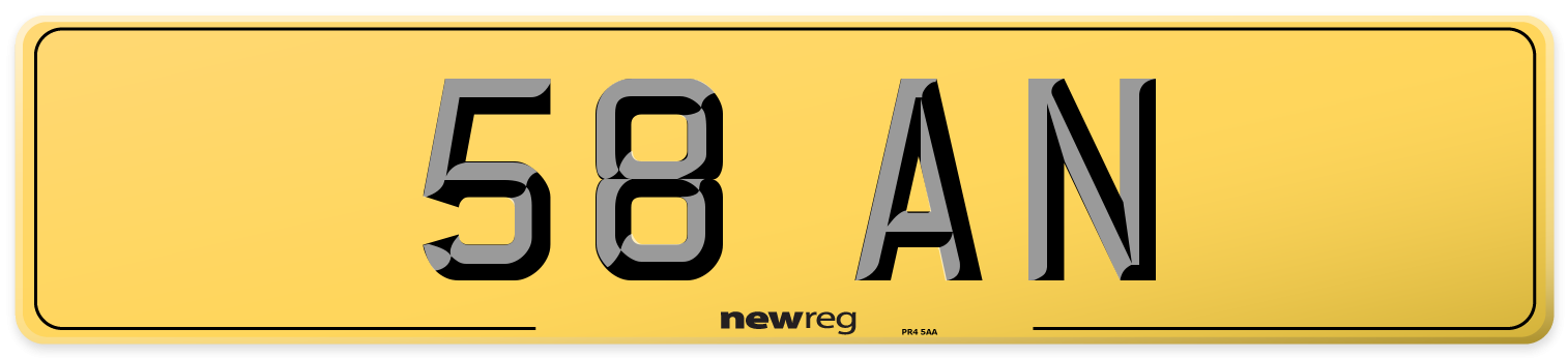 58 AN Rear Number Plate