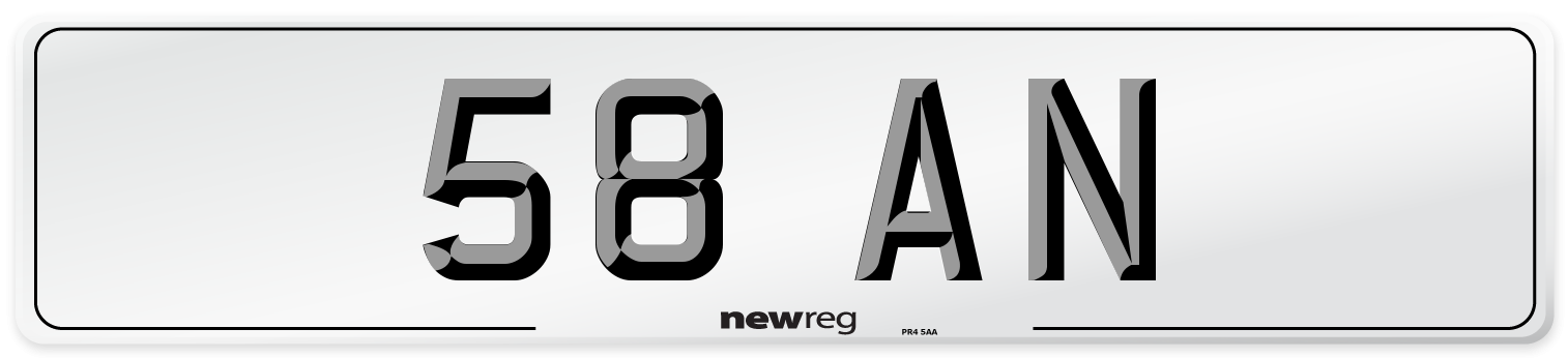 58 AN Front Number Plate