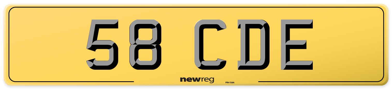 58 CDE Rear Number Plate