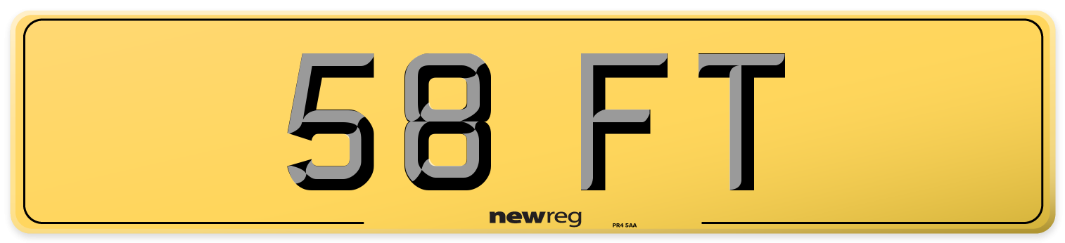 58 FT Rear Number Plate