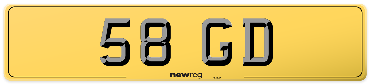 58 GD Rear Number Plate