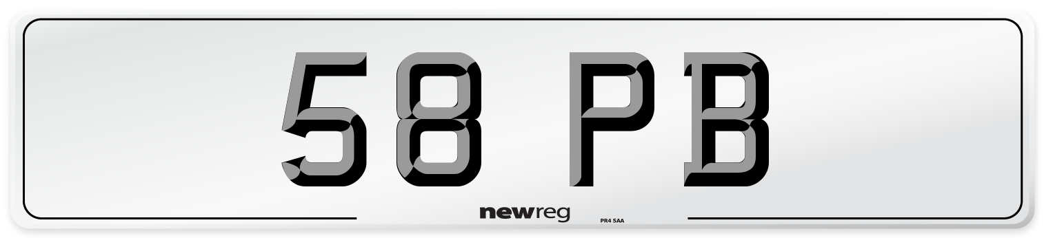 58 PB Front Number Plate