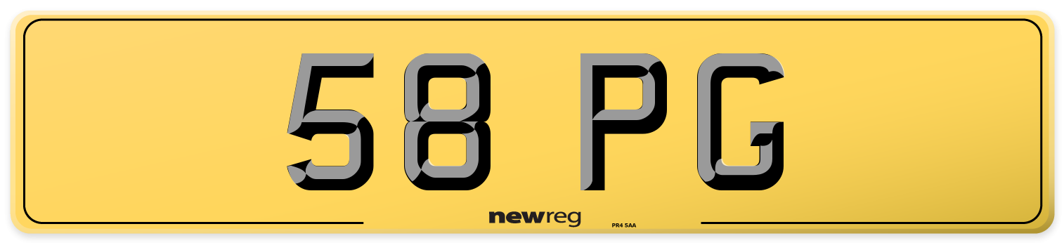 58 PG Rear Number Plate