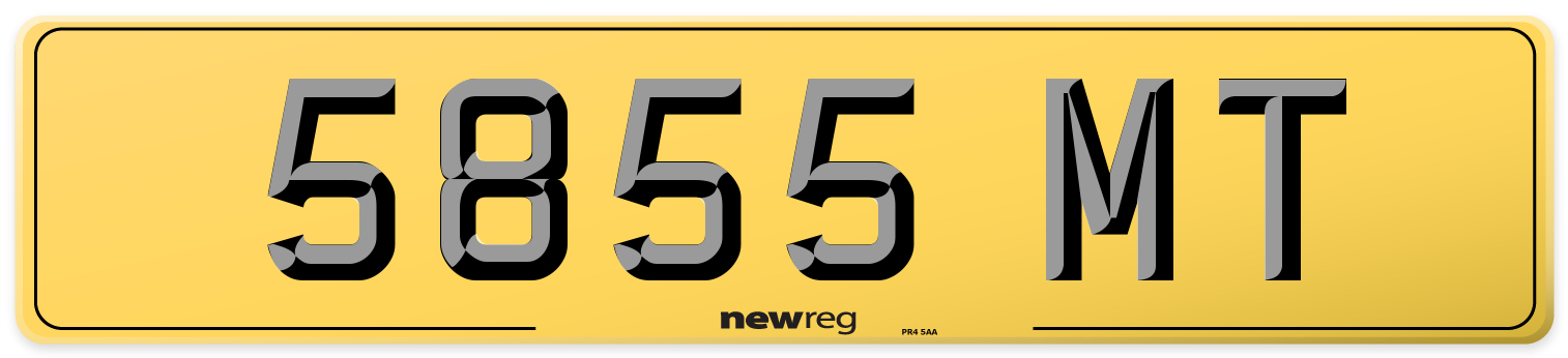 5855 MT Rear Number Plate