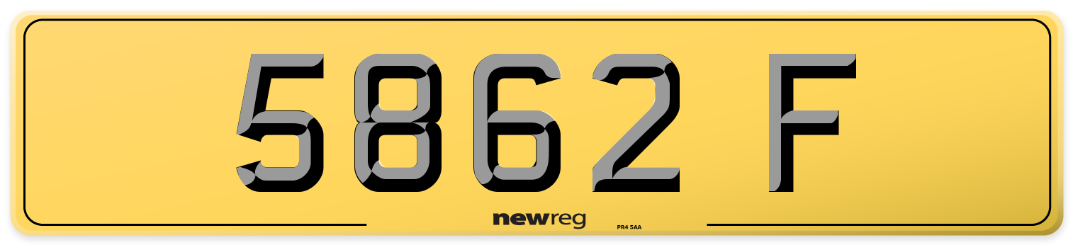 5862 F Rear Number Plate