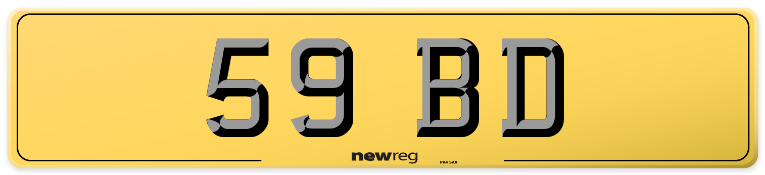 59 BD Rear Number Plate