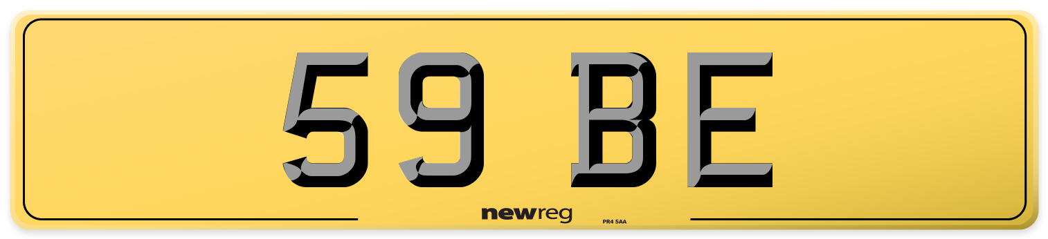 59 BE Rear Number Plate