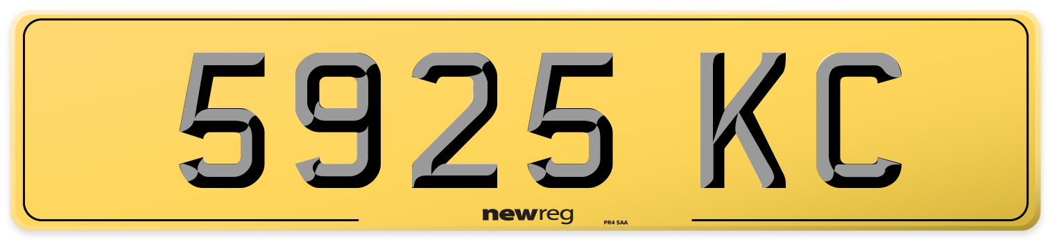 5925 KC Rear Number Plate