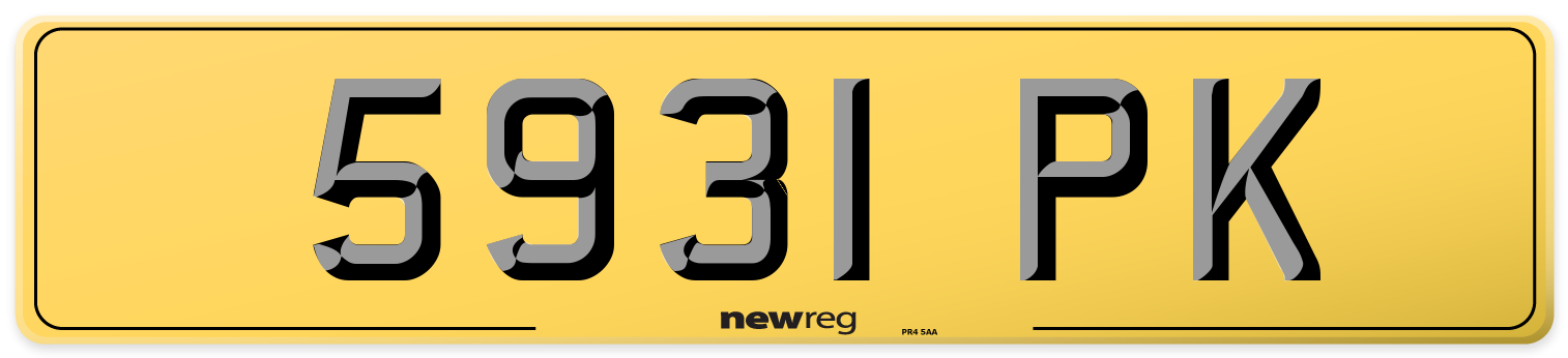 5931 PK Rear Number Plate