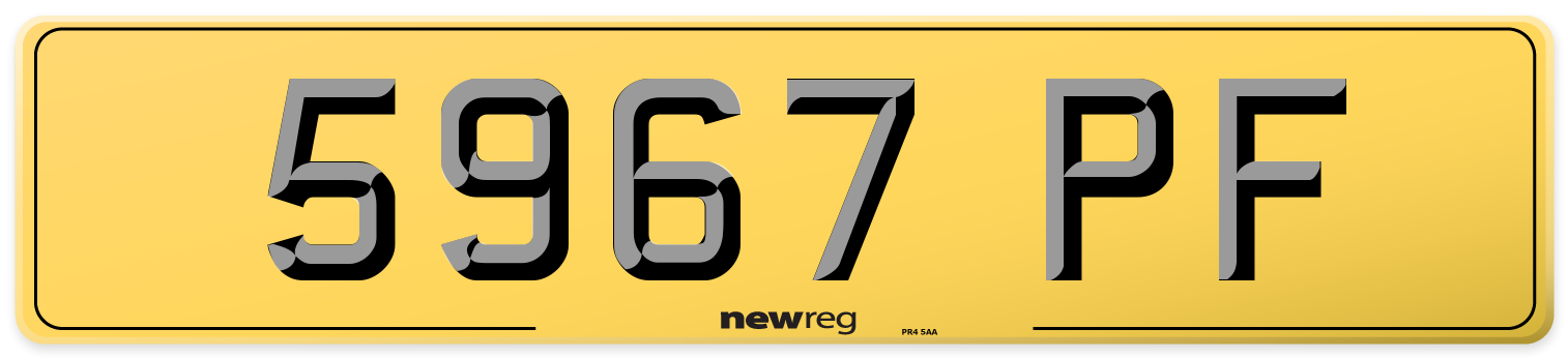 5967 PF Rear Number Plate