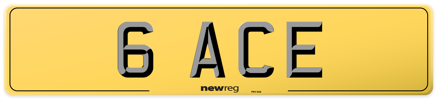 6 ACE Rear Number Plate