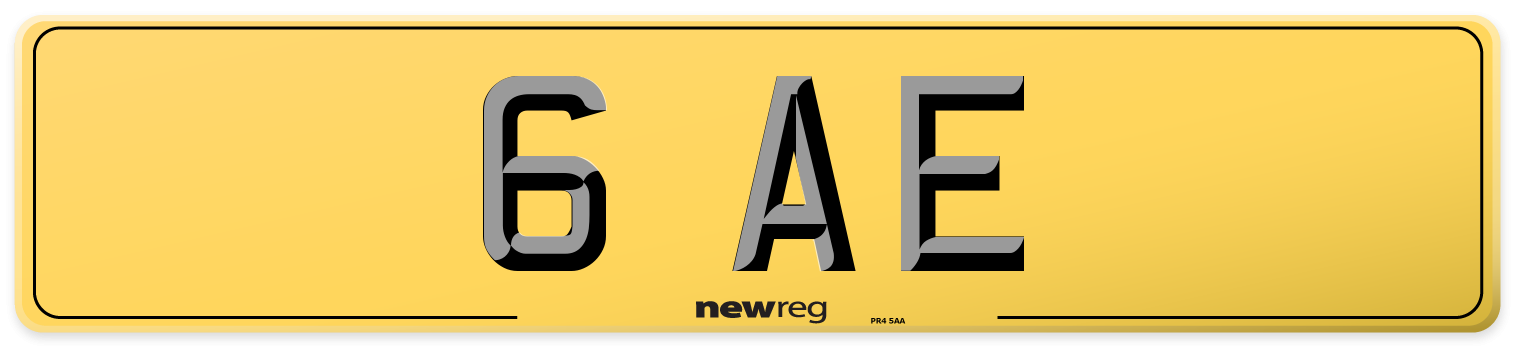 6 AE Rear Number Plate