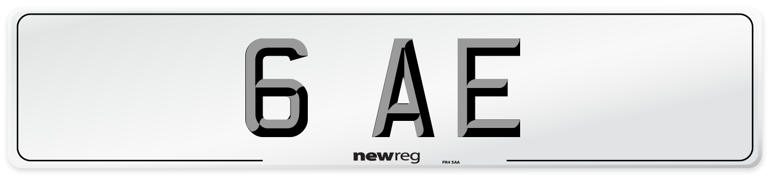 6 AE Front Number Plate