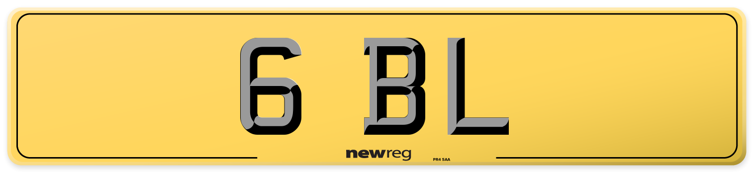 6 BL Rear Number Plate