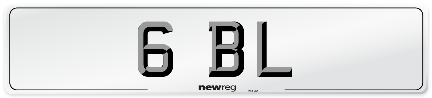 6 BL Front Number Plate