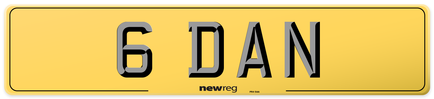 6 DAN Rear Number Plate