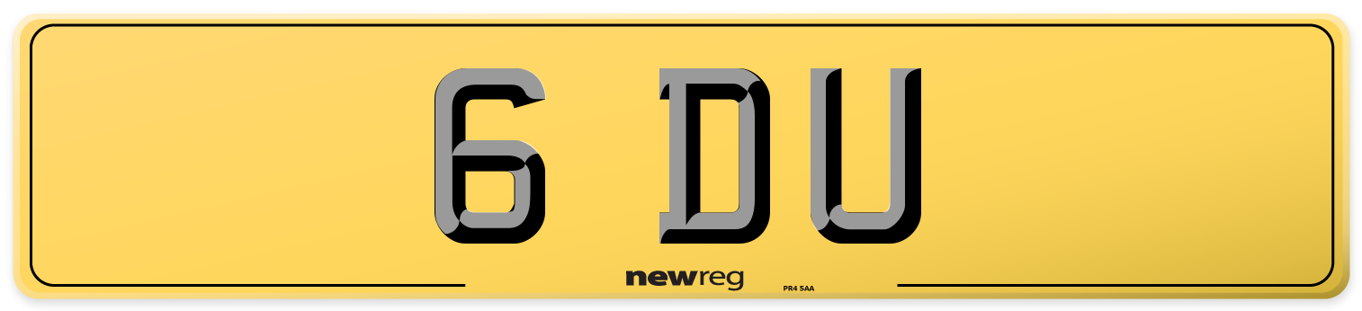 6 DU Rear Number Plate
