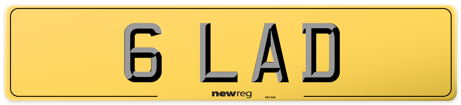 6 LAD Rear Number Plate