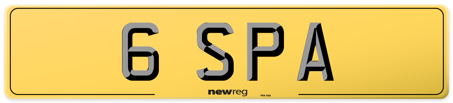 6 SPA Rear Number Plate