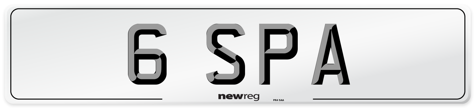 6 SPA Front Number Plate