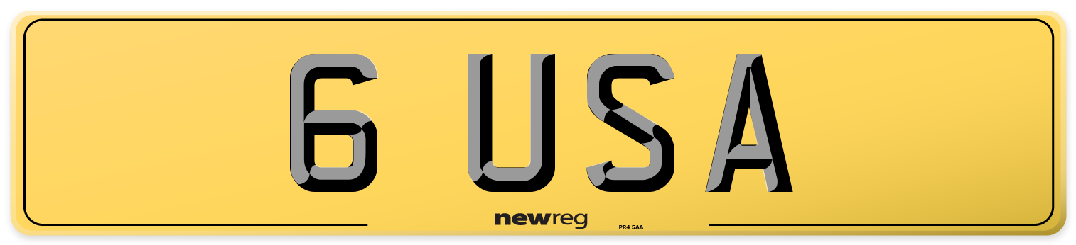 6 USA Rear Number Plate