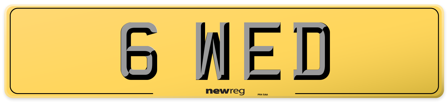 6 WED Rear Number Plate