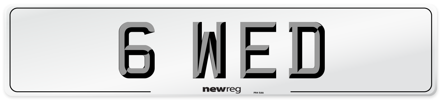 6 WED Front Number Plate