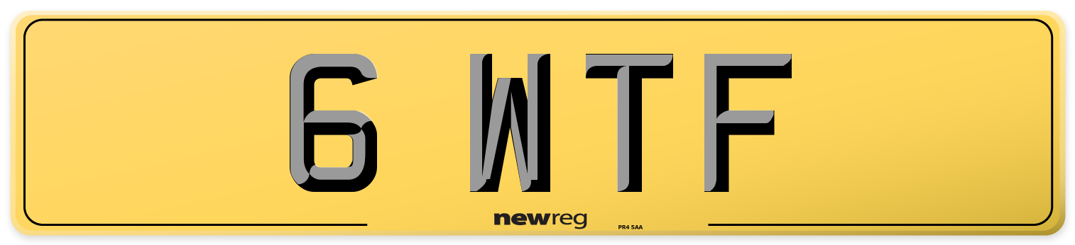 6 WTF Rear Number Plate