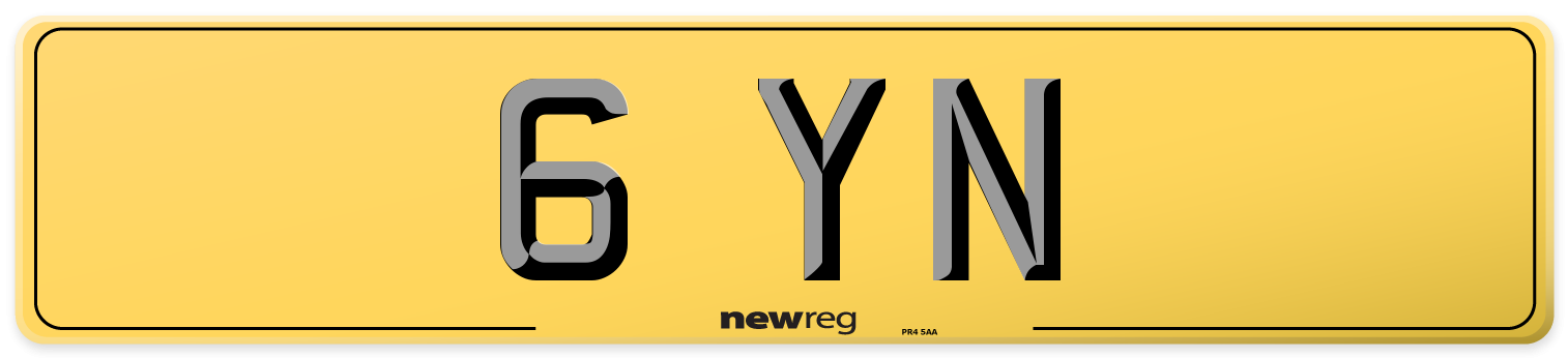 6 YN Rear Number Plate