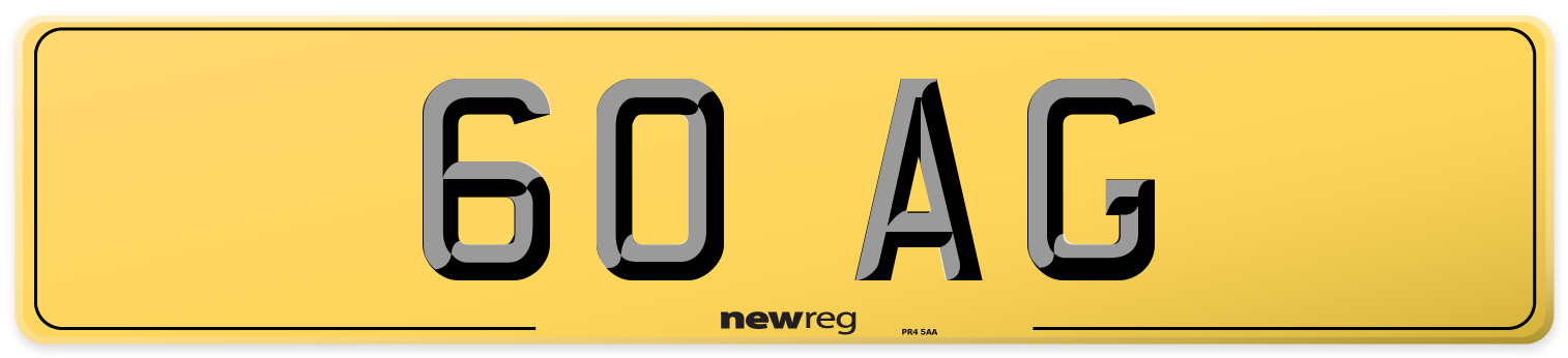 60 AG Rear Number Plate