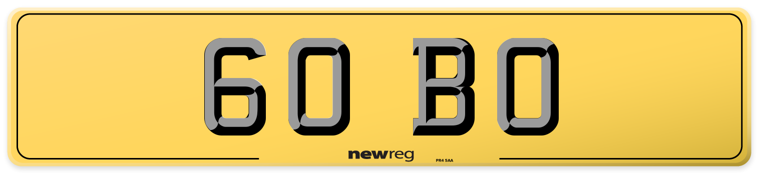 60 BO Rear Number Plate