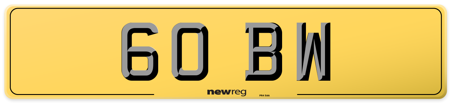 60 BW Rear Number Plate