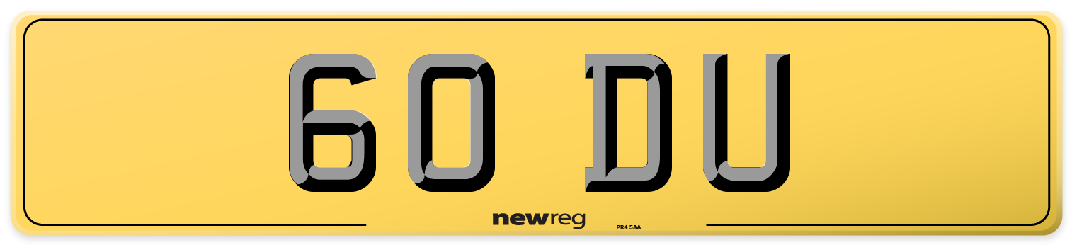 60 DU Rear Number Plate