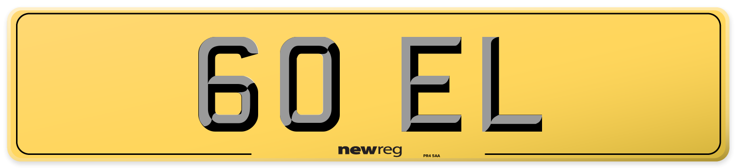 60 EL Rear Number Plate