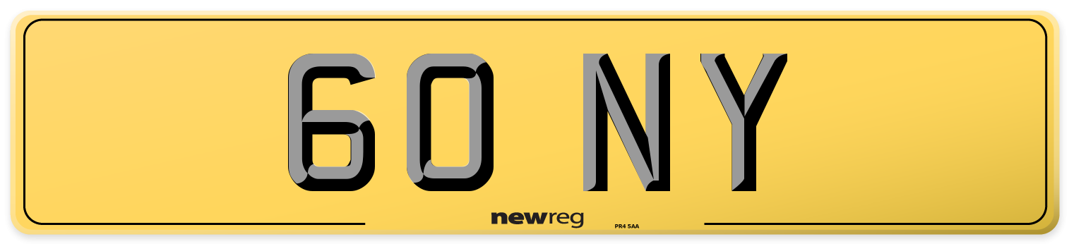 60 NY Rear Number Plate