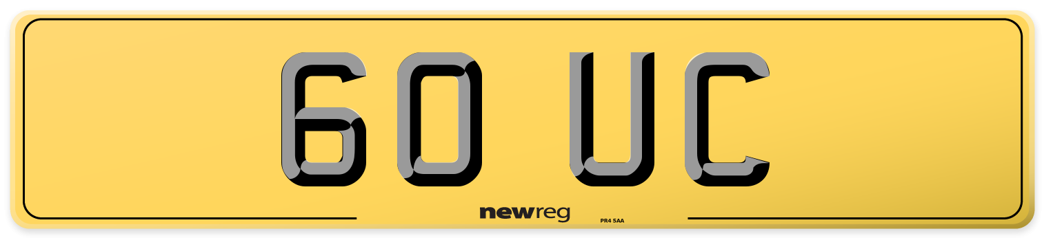 60 UC Rear Number Plate