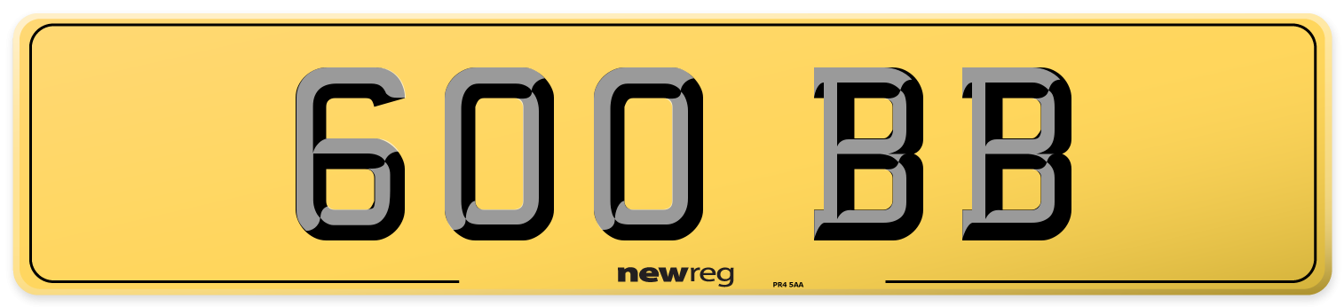 600 BB Rear Number Plate