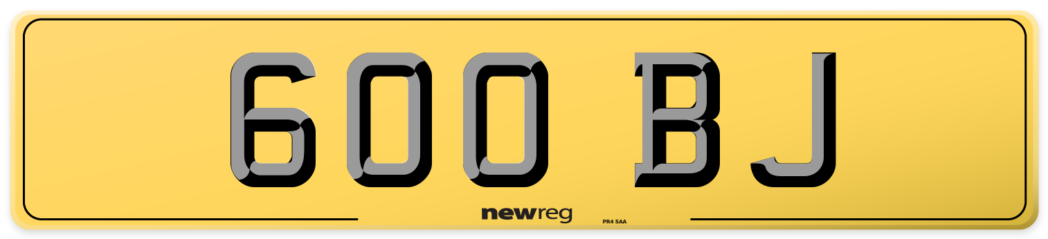 600 BJ Rear Number Plate